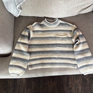 Striped Gray and Cream Sweater